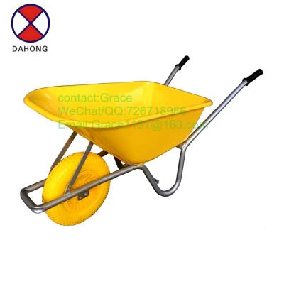 China 100L capacity plastic wheelbarrow for garden heavy duty wheelbarrow style plastic wheelbarros puncture proof wheel free make logo for sale