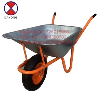 China Factory direct wholesale construction concrete metal wheelbarrow with galvanized tray 4.00-8 wheel 120L 200kg capacity 6CBF WB6306 for sale