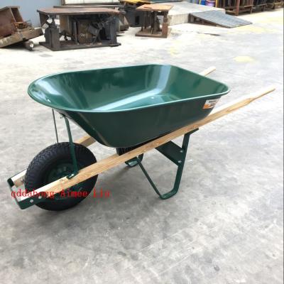 China Costruction and garden wheelbarrow hot sale 100L wheelbarrow with wooden handle WH6601factory for sale