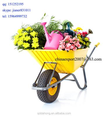 China Home Use Europe Garden Plastic Wheel Barrow With 4.00-8 Rubber Wheel WB6414 for sale