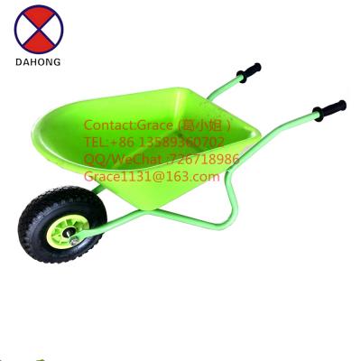 China Factory Wholesale Plastic Tray Metal Frame Kids Wheelbarrow With Wheel Kid Children Sand Toy Hand Cart Pneumatic Wheel Barrow for sale