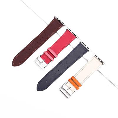 China Leather Colored Genuine Leather Watch Band For Apple Watch 1 2 3 4 for sale