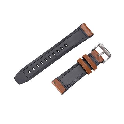 China 22mm venee tpu silicone watch band leather genuine leather strap for Huawei GT watch for sale