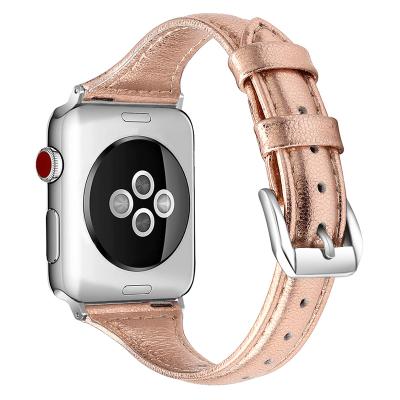 China Fashion Silm Leather Watch Band For Apple Watch Series 6/5/4/3/2/1 40mm 44mm 42mm 38mm for sale