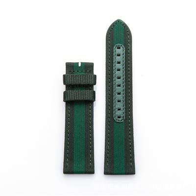 China Leather Customized 22mm Nylon Fabric Strap Leather Watch Band for sale