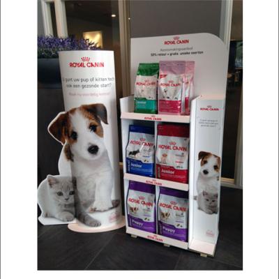 China For Wine Products Sales Promotion Dog Cat Product Clean Toy Food Cardboard Pallet Floor Display Stand Pet Shop Display Rack The Half for sale