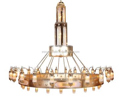 China Large Gold Mosque LANDSCAPE Light Islamic Project Chandelier Steel Lamp Lighting for sale