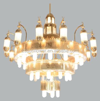 China Islamic Hotel Decoration 3 Layers Masjid Mosque Lighting Morroccan Chandelier Islamic Chandelier for sale