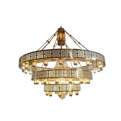 China Islamic Mosque 3 Tiered Gold Decoration Crystal Center Chandelier for sale