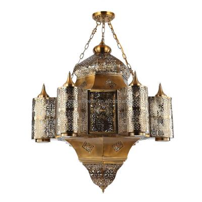 China Modern Arabic Antique Brass Color Islam Chandelier Pendant Lighting for sale