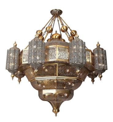 China Hanging Antique Brass Chandelier Mosque Lamp Lamps Light Modern Large Iron Light Fitting Project for sale