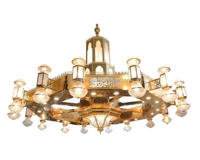 China Big Mosque Iron Moroccan Asian Lighting Light For Large Muslim Gold Color Decoration Chandelier for sale