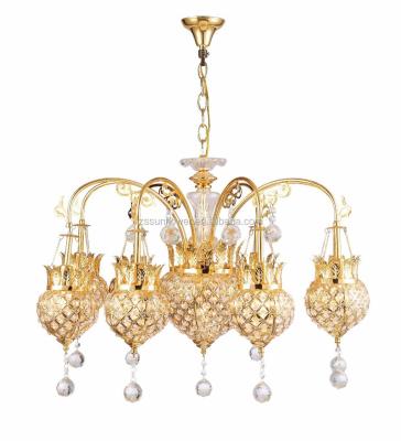 China Zhongshan Factory Chandelier Gold Color Lighting Modern Fancy Crystal Lobby Chandelier Light Fixture for sale