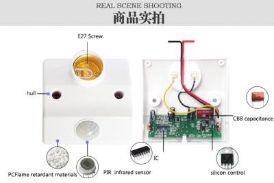 China Indoor E27 Lamp Holder Energy Saving / 60 w Decorative Ceiling Bulb Socket for sale