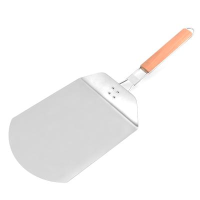 China Excellent Durable Hardware Stainless Steel Large Pizza Shovel With Collapsible Wooden Handle for sale