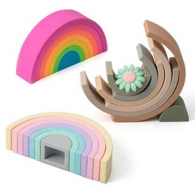 China New Baby Factory Stacker Rainbow Silicone Bpa Free Silicone Design Eco-Friendly Material Stacking Toy for sale