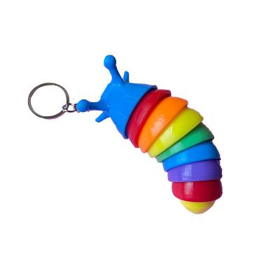 China Hot Amazon Rainbow 3D Stress Relief Jointed fidgety person Toy Sensory Bullion Pull It Multicolor Bullion Toy Stim Mini Keychain Gift Finger Plastic for sale