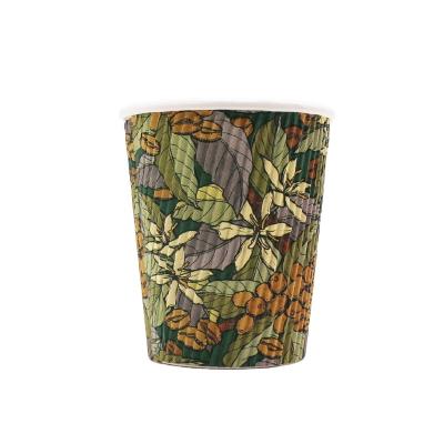 China Disposable 8oz 10oz 12oz 16oz Mixed Color Pattern Floral Coffee Ripple Paper Cup For Hot Drink for sale