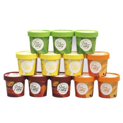 China Disposable Take Away Food Bowl Yogurt Tub Ice Cream Biodegradable Paper Cup With Paper Lid for sale