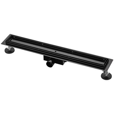 China Lexi High Quality Modern Stainless Steel Shower Linear Drain, Insert Cover Black Brushed 304 Stainless Steel, Matte Black for sale