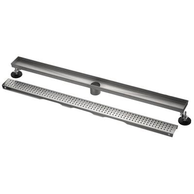 China LEXI 24 Inch Side Outlet Modern Horizontal Stainless Steel 304 Modern Floor Drains With 2 In 1 Linear Shower Drain for sale