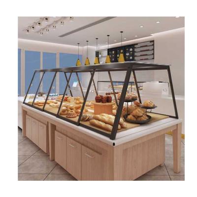 China Kainice MDF Customized Bakery Rack Wood Frame Bread Display Stands Bakery Rack for sale