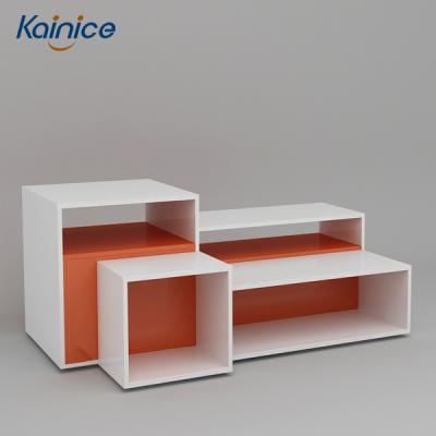 China Square Morden Shop Display Table For Shoe Store Display Wooden Counter Shoe Cabinet Shoe Display Stand for sale