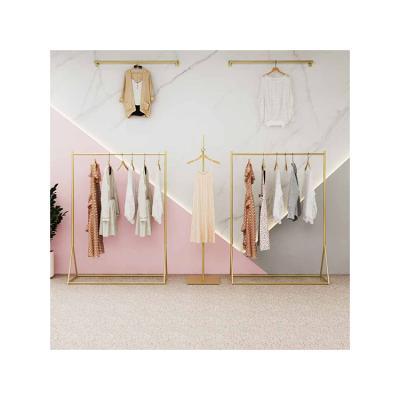 China Display Products To Attract Customers And Promot Sales Kainice Discount Wall Hanging Shelves Metal Frame Garment Rack Round For Clothing Stores Gold Clothing Rack for sale