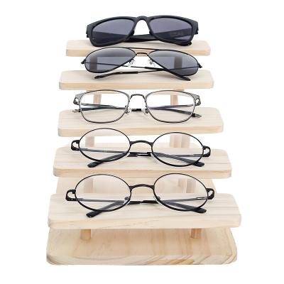 China Kainice Sunglasses Retail Store Wholesale 4 Layers Sunglass Display Rack Solid Wooden Eyewear Glass Display Stand for sale