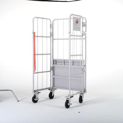 China Stackable Storage Cargo Cart For Sale Wire Mesh Cart Storage Metal Trolley With Wheels Heavy Duty Mesh Logistics for sale