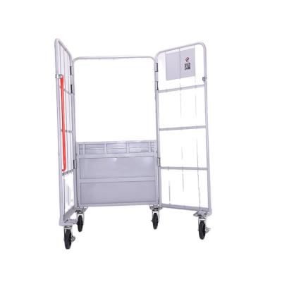 China Mesh Transport Trolleys Foldable Table Supermarket Stackable Logistics Carts Warehouse Logistic Warehouse for sale