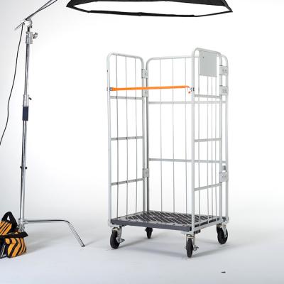 China Best Objects Mobile Price Customized Roll Cage Mesh Trolley Transport Cart Foldable Warehouse Logistics Foldable Storage Wire Mobile Cage Cart for sale