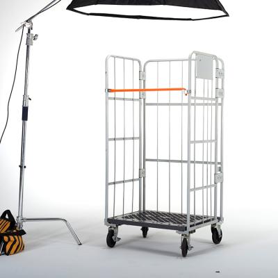 China Folding Moving Wire Mesh Cart Storage Metal Trolley Trolley Logistics Trolley Items with Wheels for sale