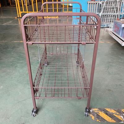 China Greenhouse Plant Transport Flower Display Trolley Steel Wire Mesh Flower Trolley for sale