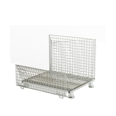 China Hot Selling Foldable Wire Mesh Folding Box Trolley Cart Wire Mesh Container Foldable Storage Container 1300*1000*850mm for sale