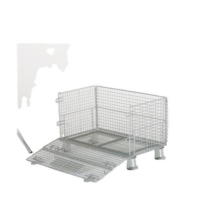 China Best Price Foldable Wire Mesh Roller Container Metal Storage Box Wire Mesh Storage Container 1000*800*850mm for sale