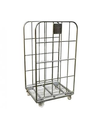 China Roll Cages Folding Shopping Trolley Wire Baskets With Wheels Storage Cage With 500kg Wheels for sale