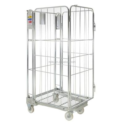 China Heavy Duty 4 Wheel Foldable Steel Transport Roll Cage Trolley 500kg for sale