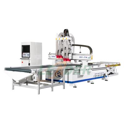 China Woodworking CNC Router Multi Axis Wood CNC Machine Four Heads Wood Process Cutting Cutting for sale