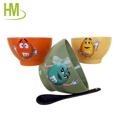 China Microwave Dishwasher Oven Safe Design Cute Kids Ceramic Rice Bowl for sale