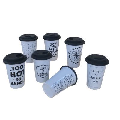 China Sustainable Popular Ceramic Travel Mug With Plastic Lid For Coffee for sale