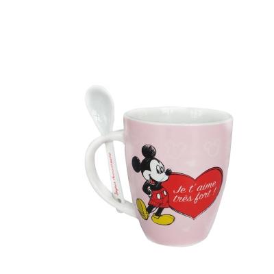 China Sustainable Custom Ceramic Mug With Spoon For Lovely Kids Gifts for sale