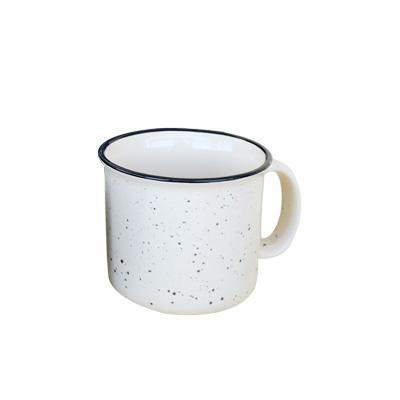 China Sustainable Custom Ceramic Enamel Mug White Color Camping Mug for sale