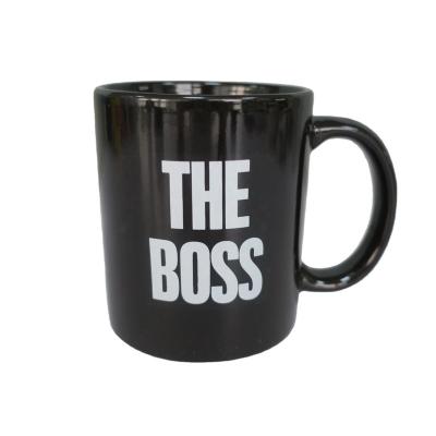 China Free Sample Viable Wholesale 11oz Customized Straight Gloss Logo Black Ceramic Mug for sale