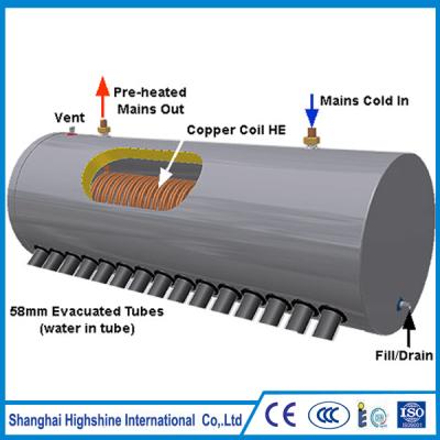 China Other Insurance Commercial Enamel Solar Water Heater Tank With Copper Coil Pressure Preheated Heating System for sale