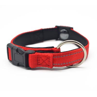 China Manufacturer Custom Nylon Reflective Pet Dog Collar Night Reflective Safety Outdoor Training Collar for sale