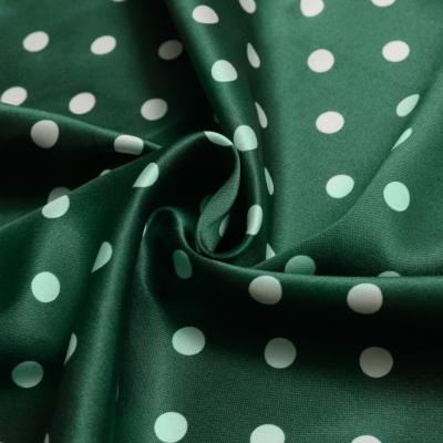 China Stretch Satin 19momme138 Dress Shirt Dress Polka Dot Pattern Wide Silk Silk Printed Fabric for sale