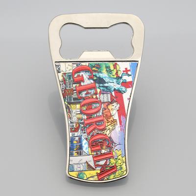 China Newest Hot Sale Georgia Souvenir Gold Plated Aluminum Fridge Magnet Bottle Opener Eco Friendly for sale