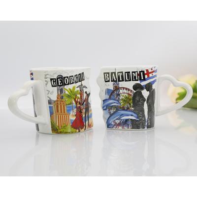 China Viable Kiss Ceramic Mug Set OEM / ODM Free Design For Travel Souvenirs From Various Countries for sale