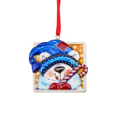 China Resin 2021 3D Quarantine Personalized Cute Santa Claus Christmas Tree Pendant Christmas Decorations Holiday Products for sale